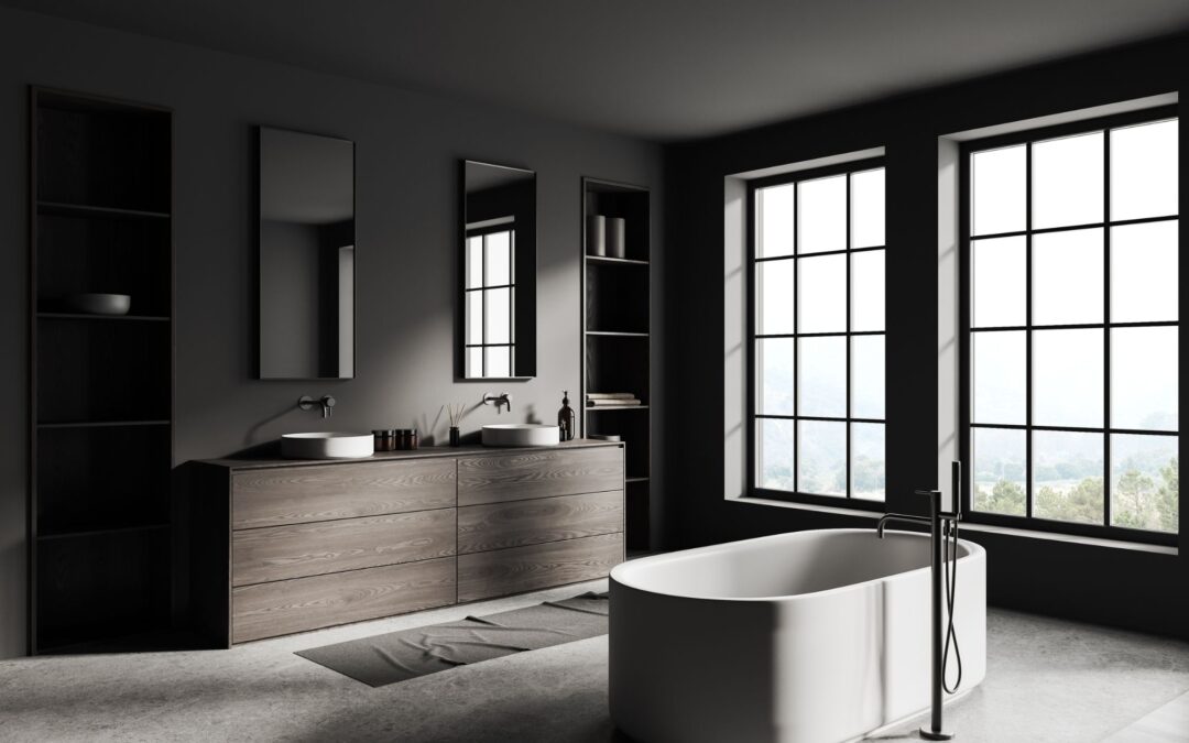 A contemporary bathroom featuring a spacious tub and a window, offering a serene ambiance. San Diego Bathroom Remodeling Tips