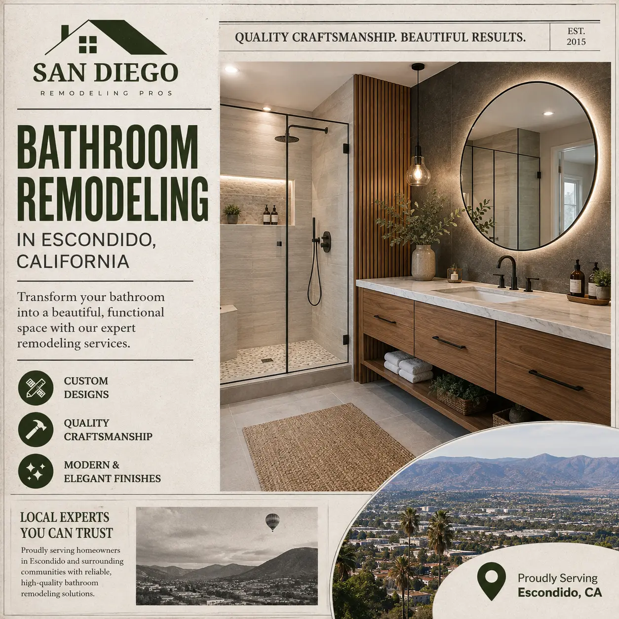 Modern bathroom remodeling in Escondido California